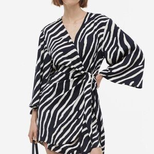 H&M satin wrap dress - zebra print
